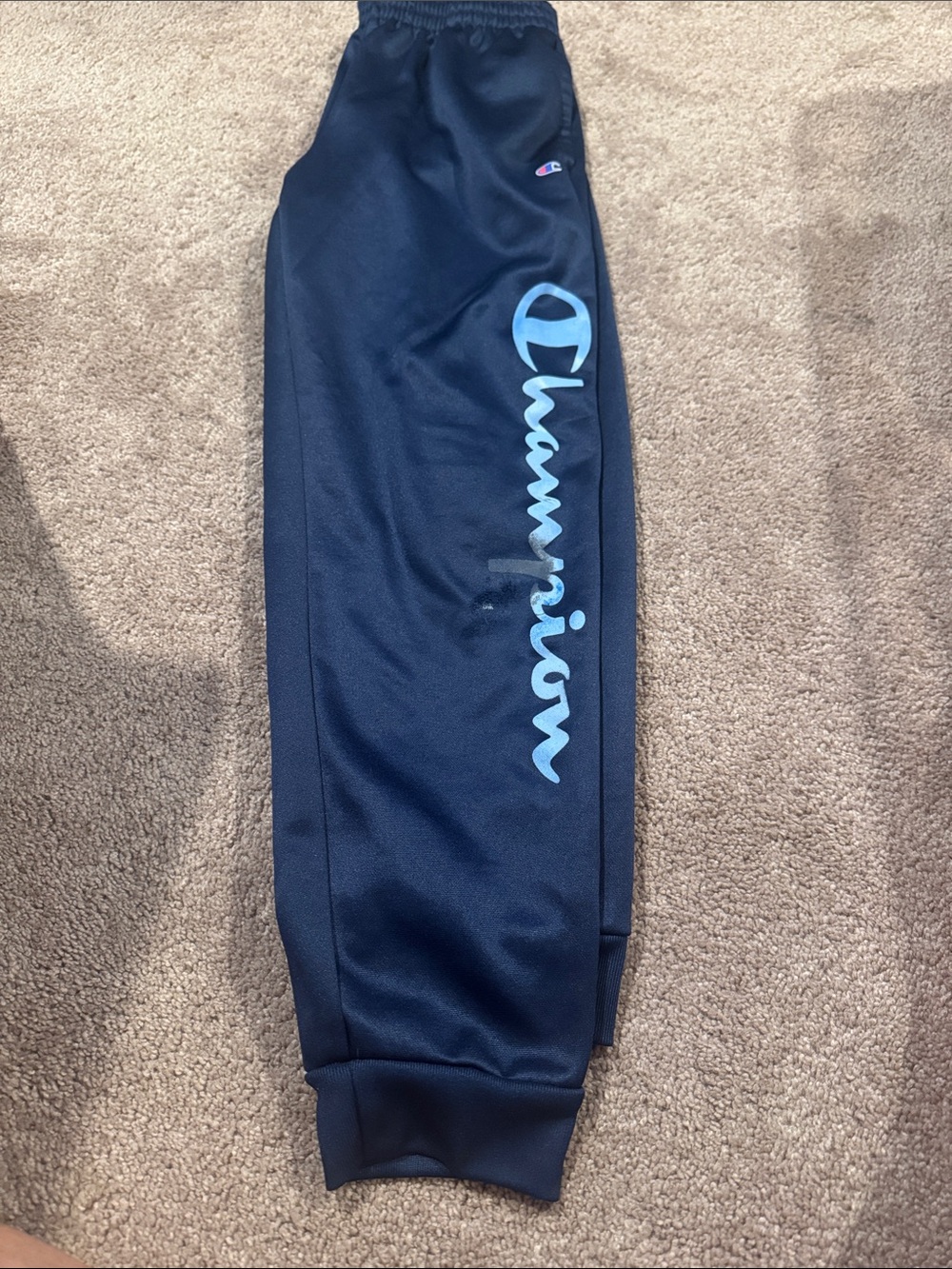 Champion Kids Navy Sweatpants with Light Blue Script Logo